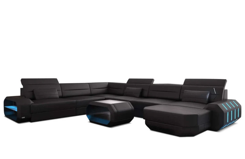 Mini XL Wohnlandschaft Roma U-Form aus Leder
