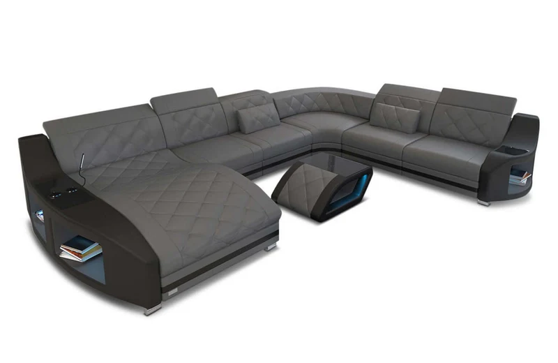 Mini Wohnlandschaft Swing XXL U-Form in Leder