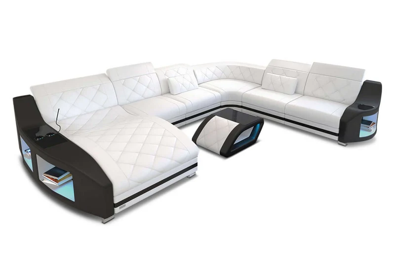 Mini Wohnlandschaft Swing XXL U-Form in Leder