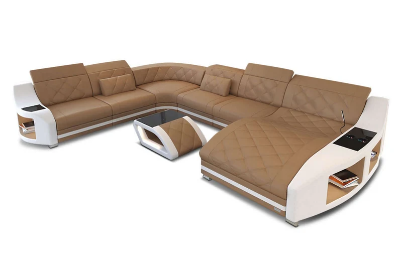 Mini Wohnlandschaft Swing XXL U-Form in Leder
