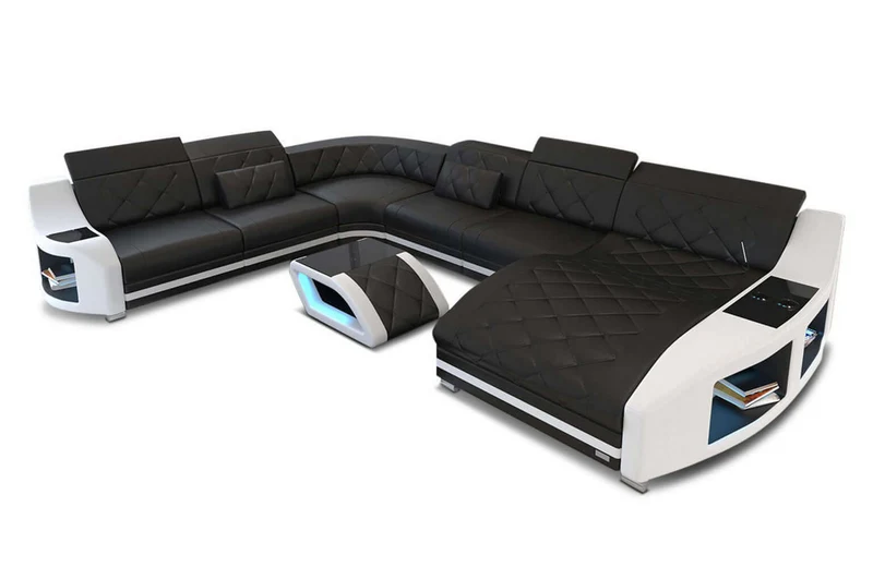 Mini Wohnlandschaft Swing XXL U-Form in Leder