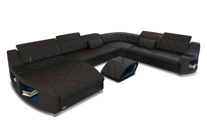 Mini Wohnlandschaft Swing XXL U-Form in Leder