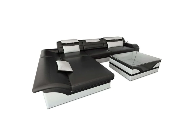 Mini Couch Monza Eleganz L-Form in Leder