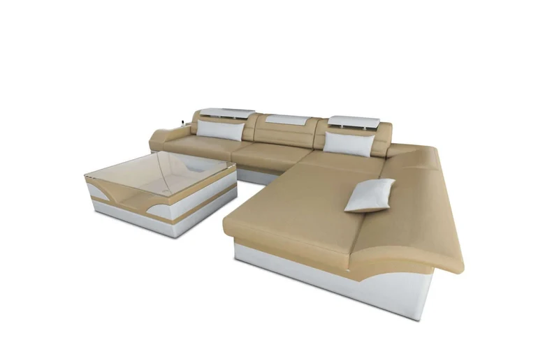 Mini Couch Monza Eleganz L-Form in Leder