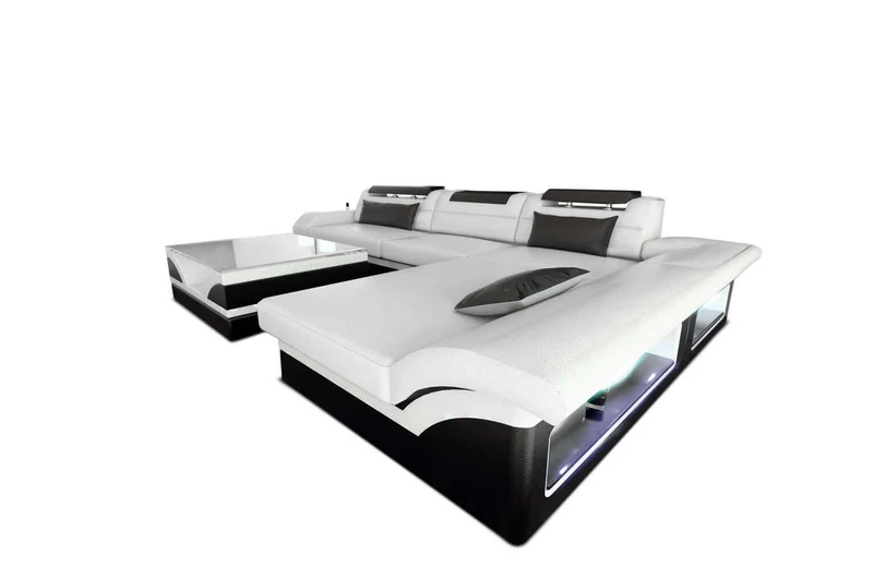 Mini Couch Monza Eleganz L-Form in Leder