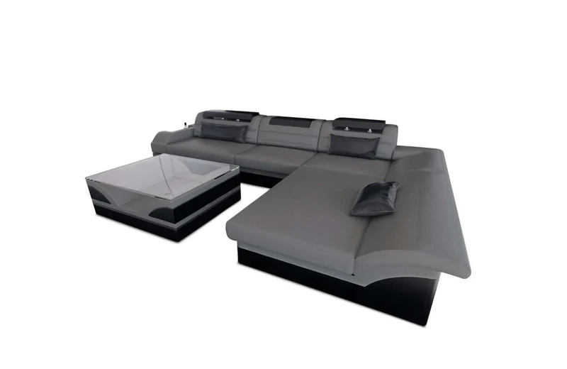 Mini Couch Monza Eleganz L-Form in Leder