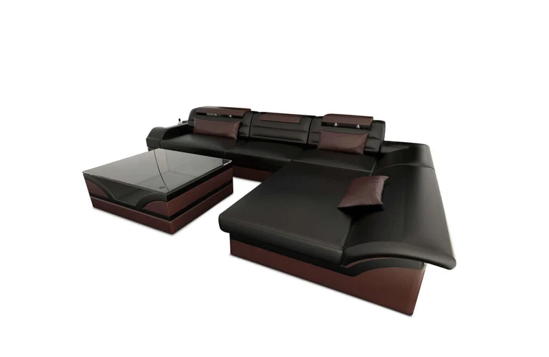 Mini Couch Monza Eleganz L-Form in Leder
