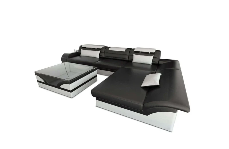 Mini Couch Monza Eleganz L-Form in Leder