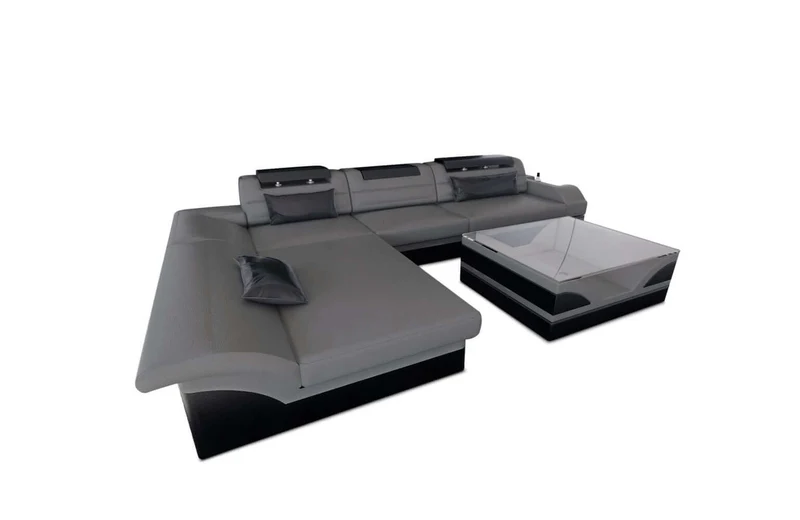 Mini Couch Monza Eleganz L-Form in Leder