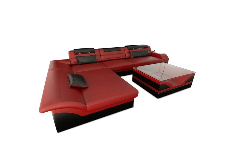 Mini Couch Monza Eleganz L-Form in Leder