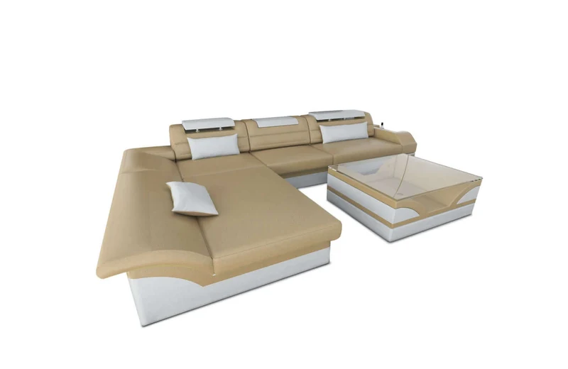 Mini Couch Monza Eleganz L-Form in Leder