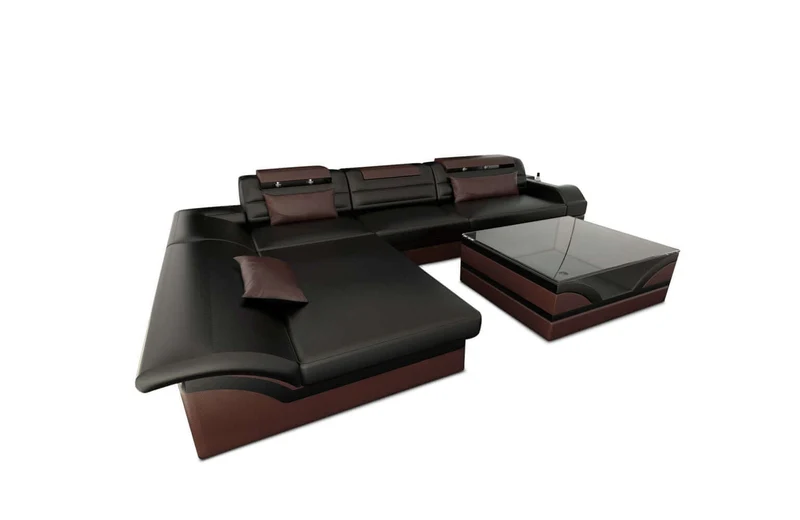 Mini Couch Monza Eleganz L-Form in Leder