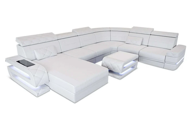 Mini Wohnlandschaft Bologna XXL U-Form in Leder