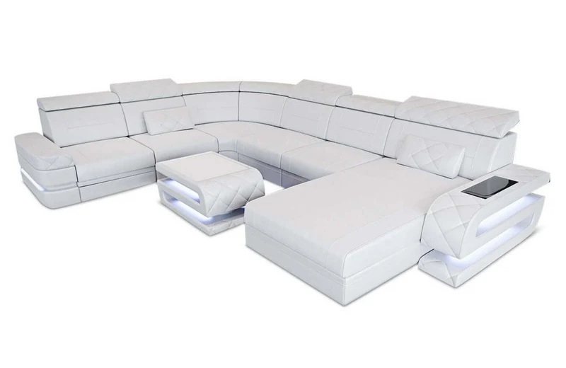 Mini Wohnlandschaft Bologna XXL U-Form in Leder
