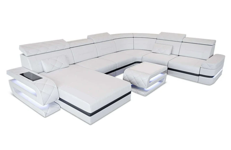 Mini Wohnlandschaft Bologna XXL U-Form in Leder