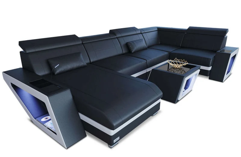Mini Sofa Catania Eleganz U-Form aus Leder