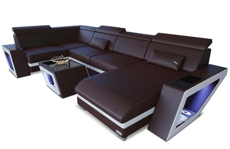 Mini Sofa Catania Eleganz U-Form aus Leder