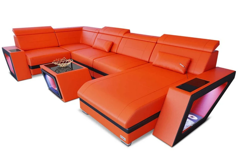 Mini Sofa Catania Eleganz U-Form aus Leder