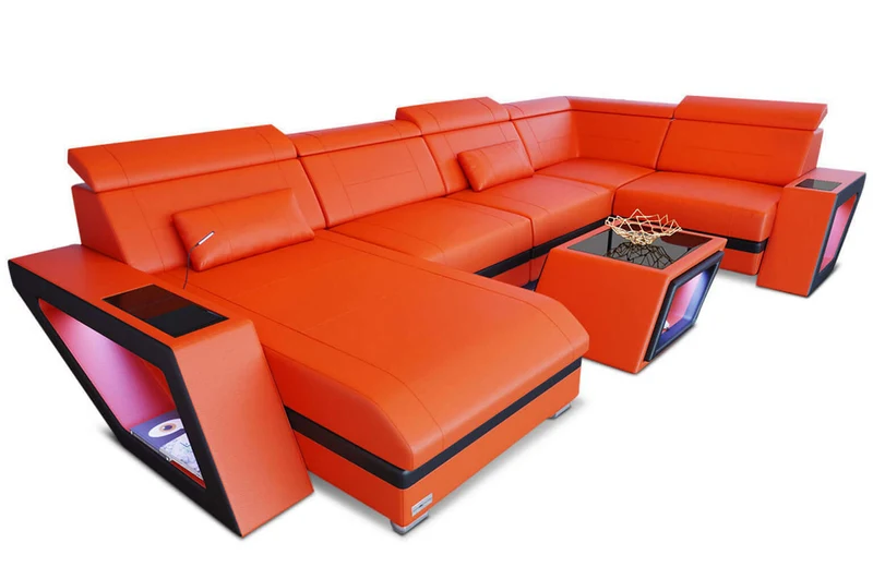 Mini Sofa Catania Eleganz U-Form aus Leder
