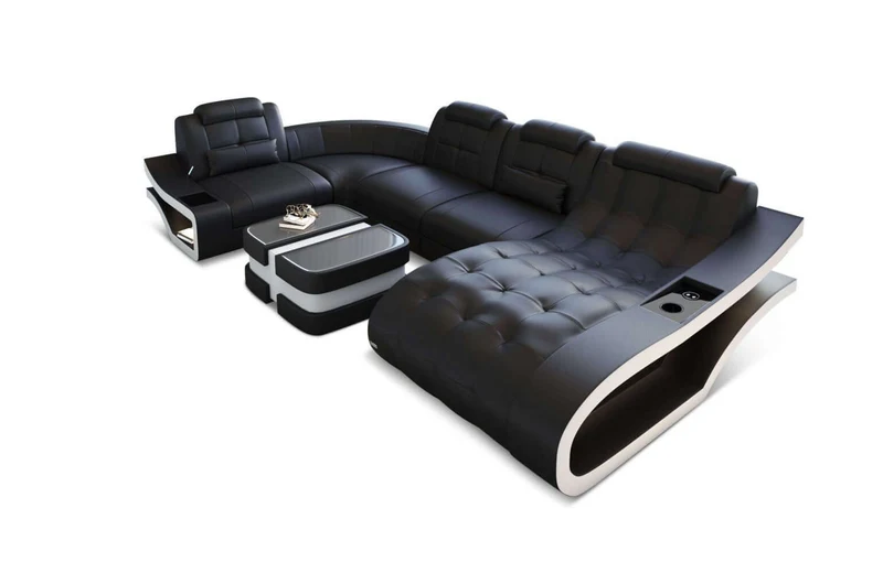 Mini Leder Wohnlandschaft Elegante U-Form