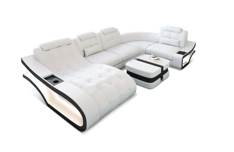 Mini Leder Wohnlandschaft Elegante U-Form