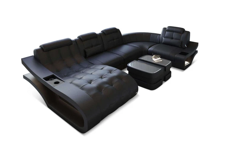 Mini Leder Wohnlandschaft Elegante U-Form