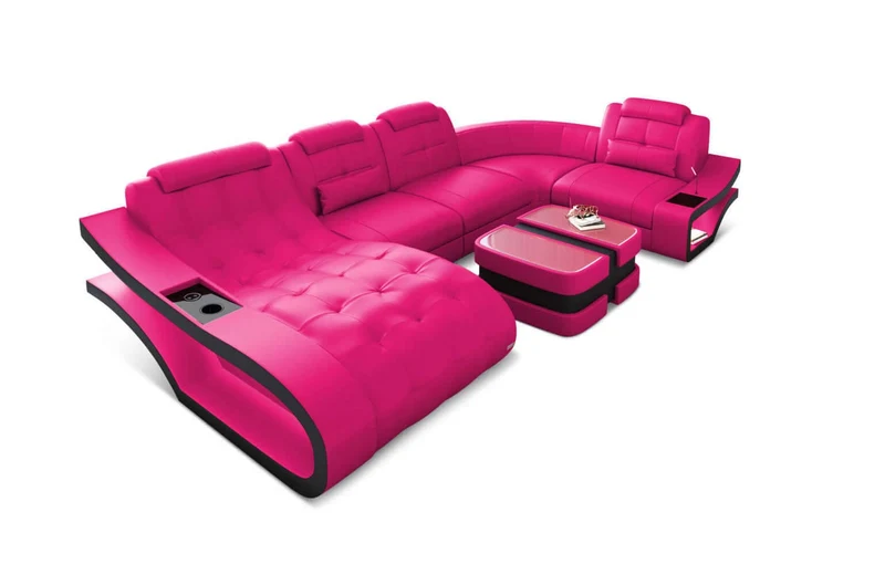 Mini Leder Wohnlandschaft Elegante U-Form