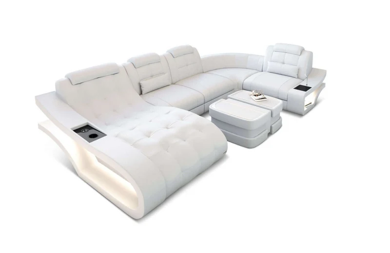 Mini Leder Wohnlandschaft Elegante U-Form