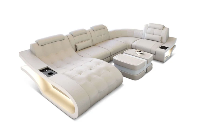 Mini Leder Wohnlandschaft Elegante U-Form