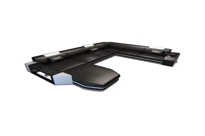 Mini XXL Wohnlandschaft Mega Prato U-Form in Leder