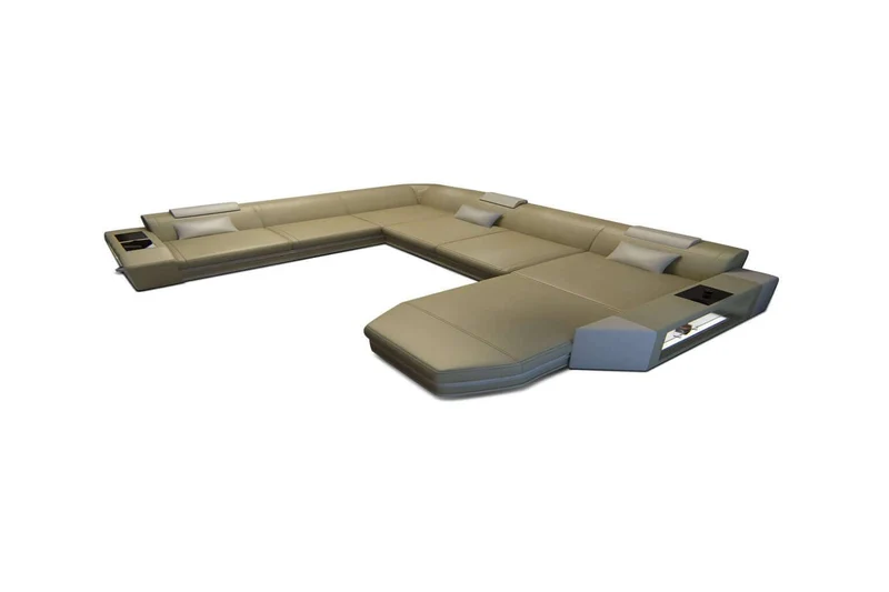 Mini XXL Wohnlandschaft Mega Prato U-Form in Leder