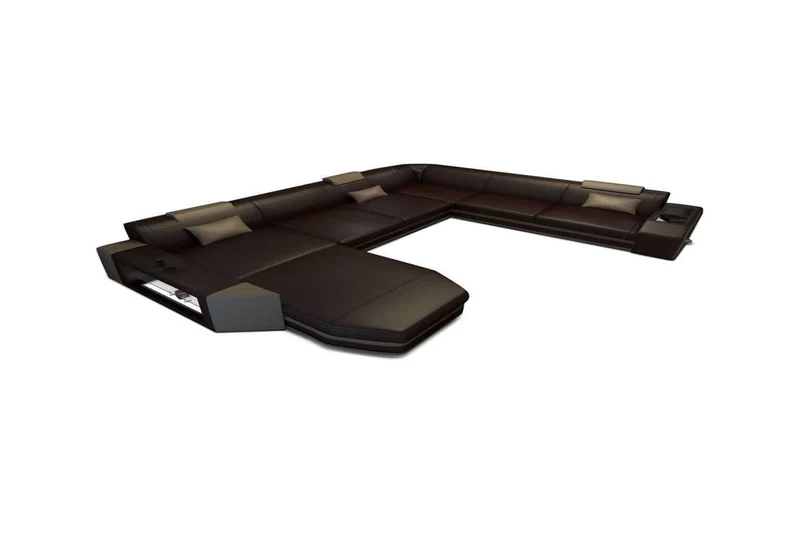 Mini XXL Wohnlandschaft Mega Prato U-Form in Leder