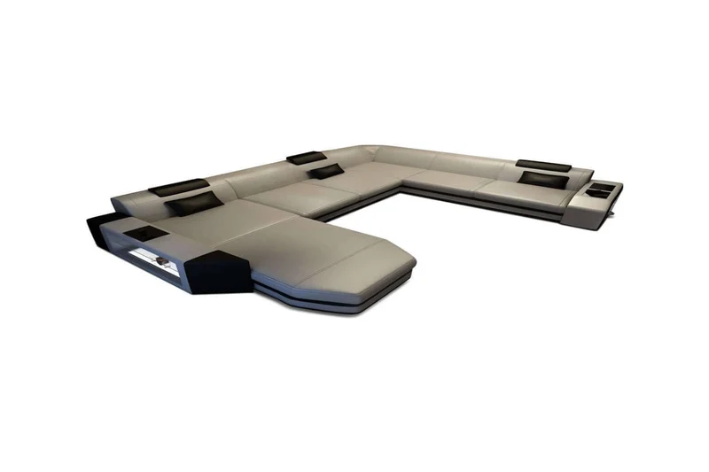 Mini XXL Wohnlandschaft Mega Prato U-Form in Leder
