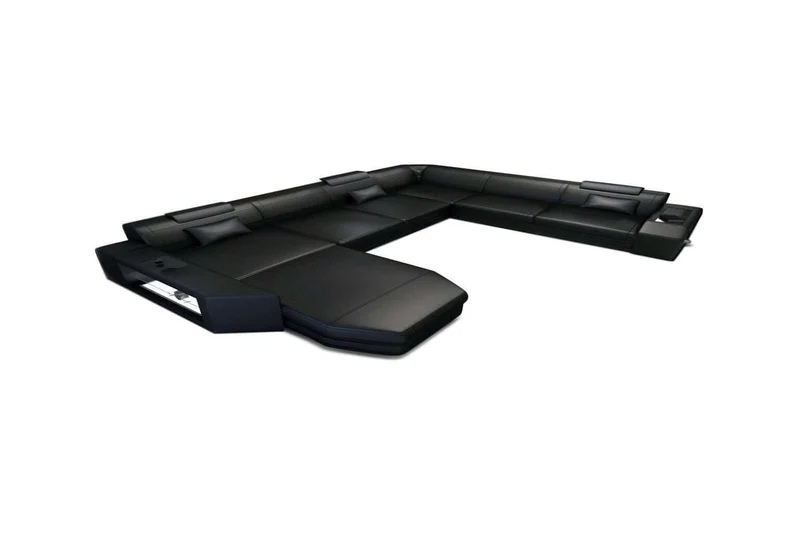 Mini XXL Wohnlandschaft Mega Prato U-Form in Leder