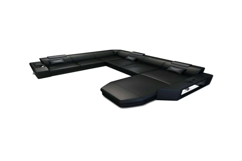 Mini XXL Wohnlandschaft Mega Prato U-Form in Leder