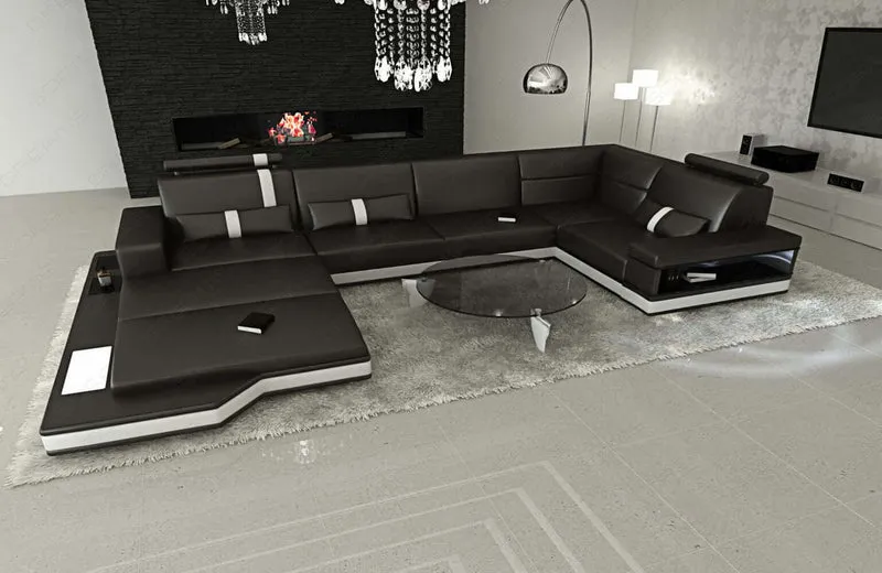 Mini Sofa Messana U-Form in Leder