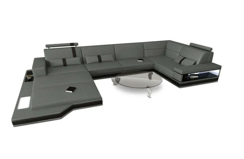 Mini Sofa Messana U-Form in Leder