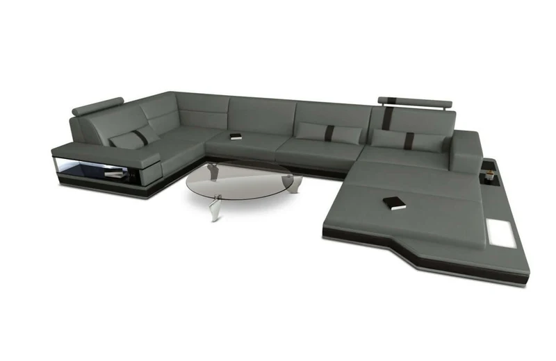 Mini Sofa Messana U-Form in Leder