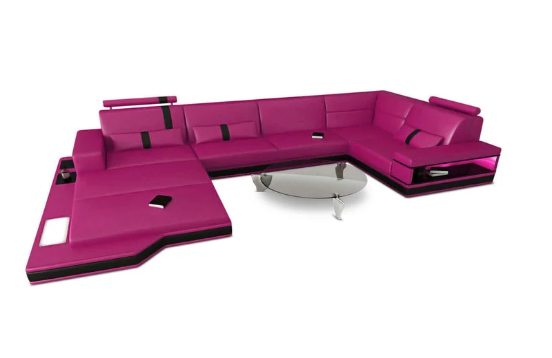 Mini Sofa Messana U-Form in Leder