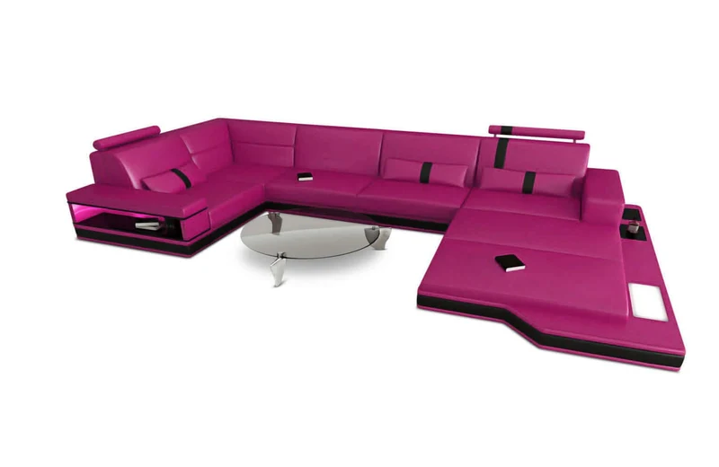 Mini Sofa Messana U-Form in Leder