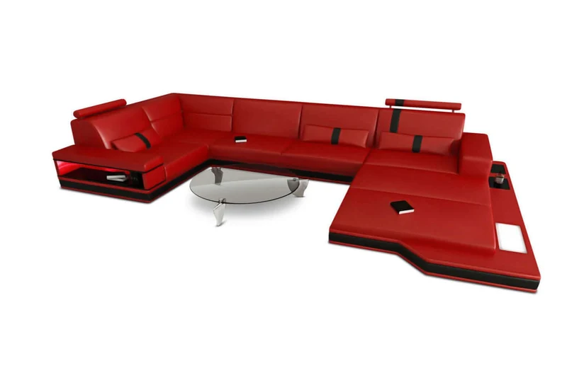 Mini Sofa Messana U-Form in Leder