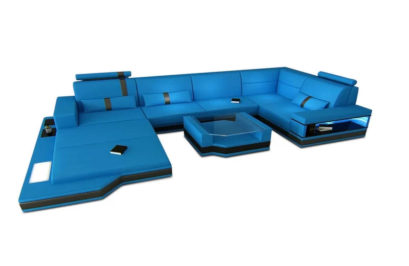 Mini Sofa Messana U-Form in Leder