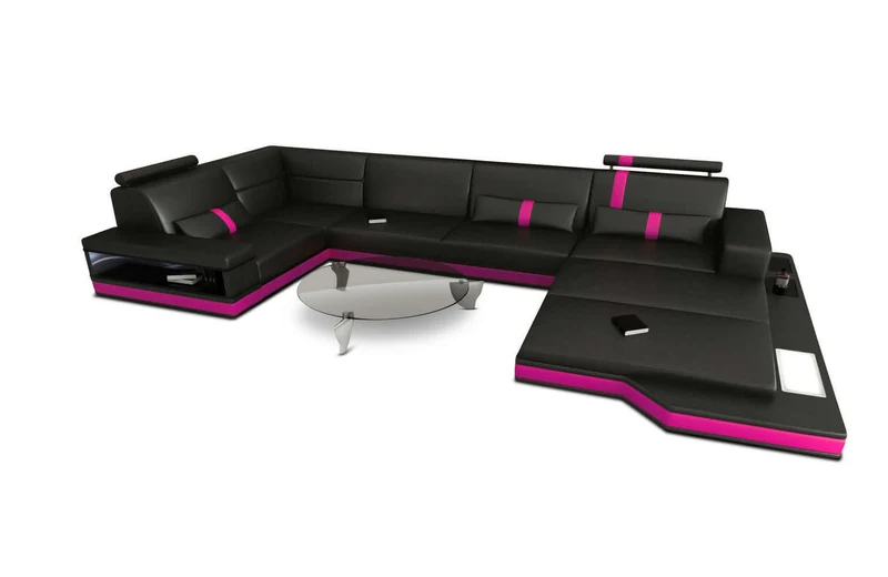 Mini Sofa Messana U-Form in Leder