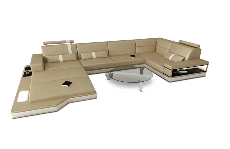 Mini Sofa Messana U-Form in Leder
