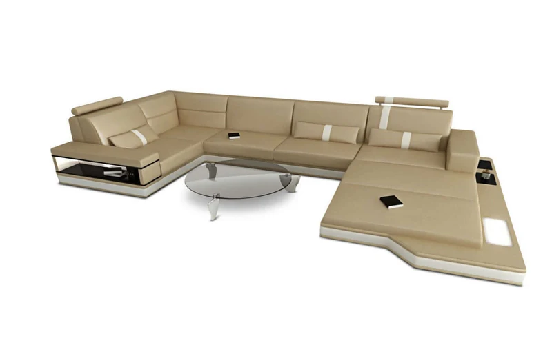 Mini Sofa Messana U-Form in Leder