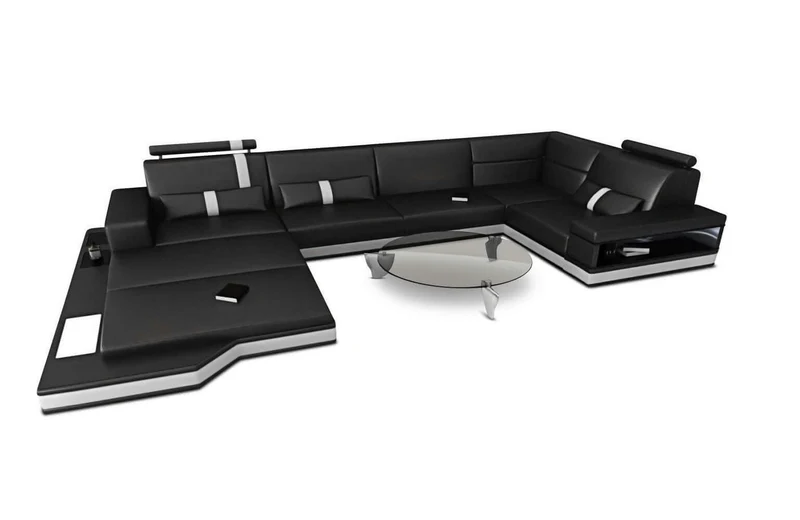 Mini Sofa Messana U-Form in Leder