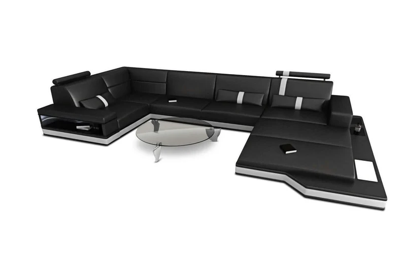 Mini Sofa Messana U-Form in Leder