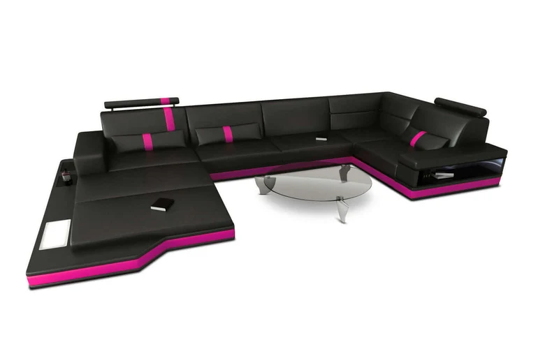 Mini Sofa Messana U-Form in Leder