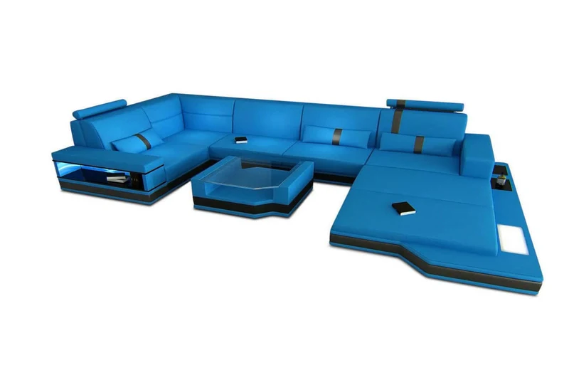 Mini Sofa Messana U-Form in Leder
