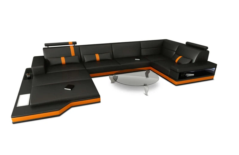 Mini Sofa Messana U-Form in Leder